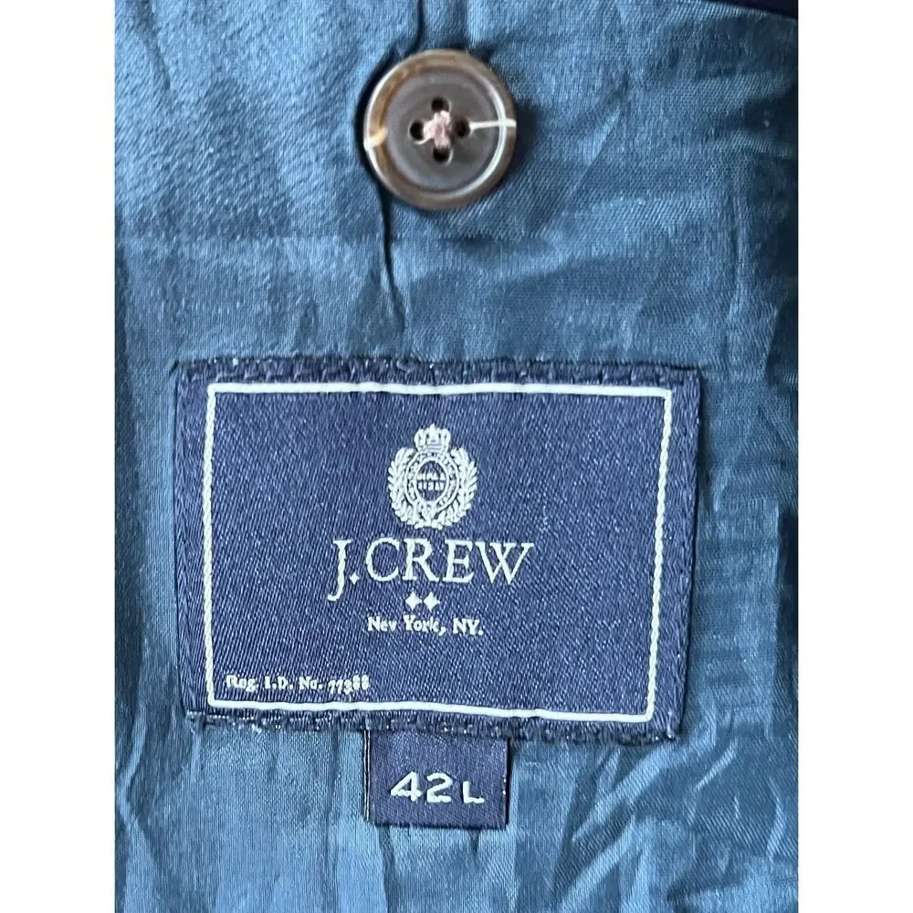 J. Crew Blue Thompson 2 Button Blazer Sports Coat Jacket   Mens Size 42L